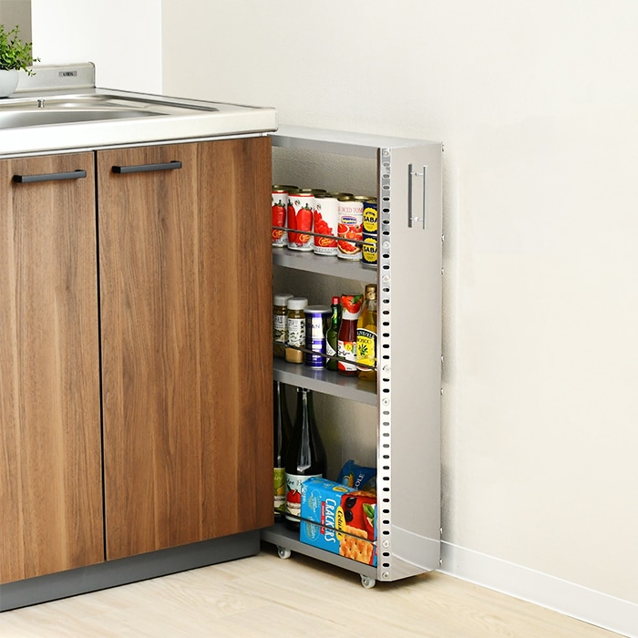 ステンレス製 隙間収納ワゴン【幅15×高さ81cm】