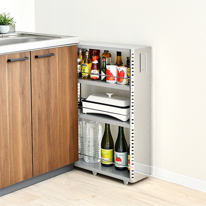 ステンレス製 隙間収納ワゴン【幅20×高さ81cm】