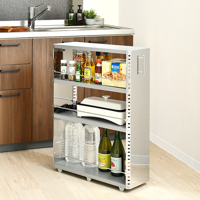 ステンレス製 隙間収納ワゴン【幅20×高さ81cm】