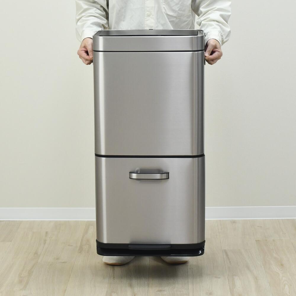 センサー式 自動開閉 ステンレスダストボックス【上段35L+下段25L(総量60L)／EKO】
