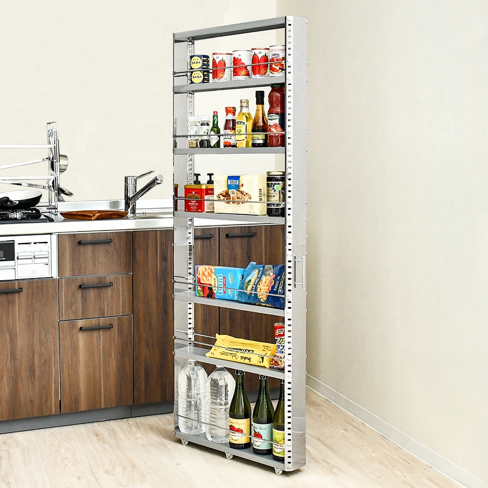 ステンレス製 隙間収納ワゴン【幅10×高さ159cm】