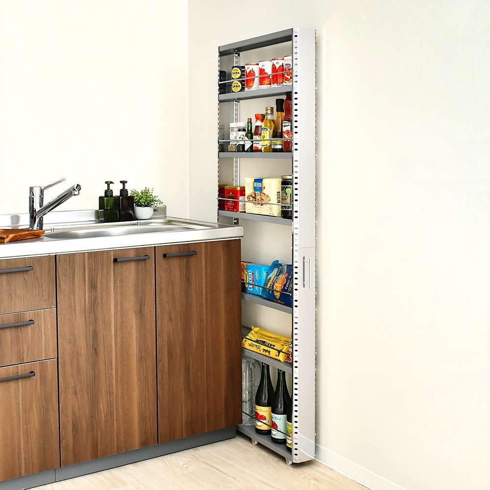 ステンレス製 隙間収納ワゴン【幅10×高さ159cm】 | すき間収納 | 足立