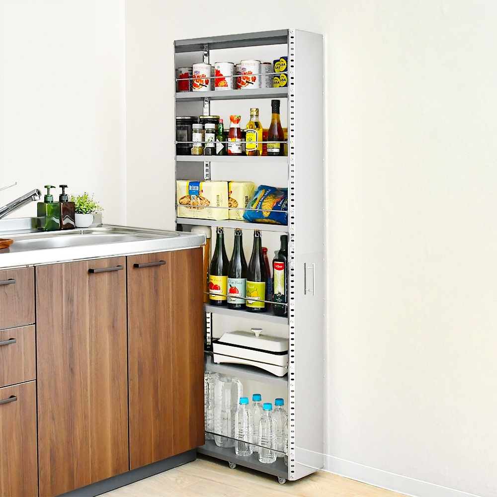 ステンレス製 隙間収納ワゴン【幅20×高さ159cm】