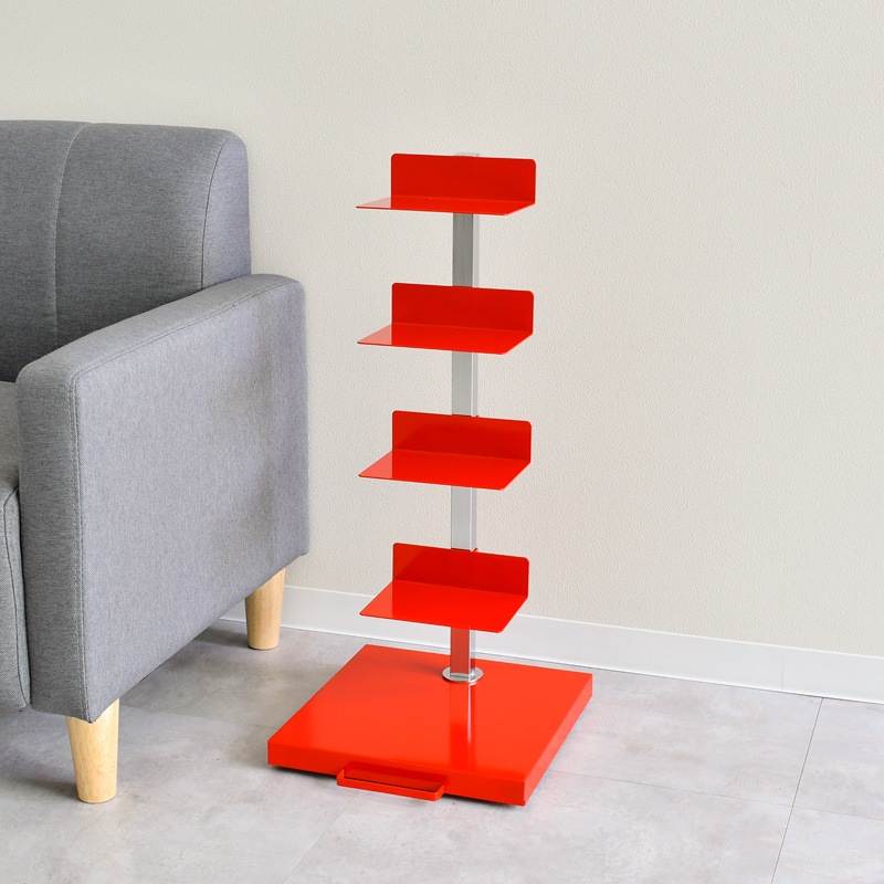 Tsum dock ブックタワー【隠しキャスター付・ロータイプ5段／プレミアムレッド】