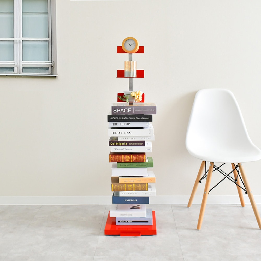 Tsum dock ブックタワー【隠しキャスター付・ハイタイプ8段／プレミアムレッド】