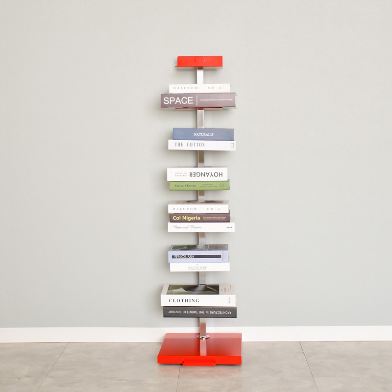 Tsum dock ブックタワー【隠しキャスター付・ハイタイプ8段／プレミアムレッド】