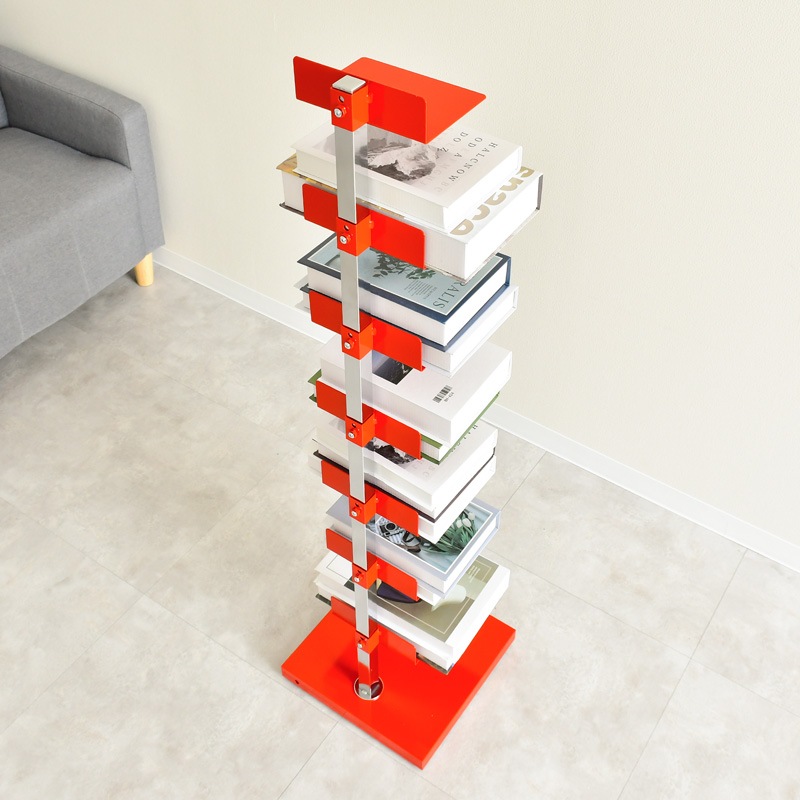 Tsum dock ブックタワー【隠しキャスター付・ハイタイプ8段／プレミアムレッド】