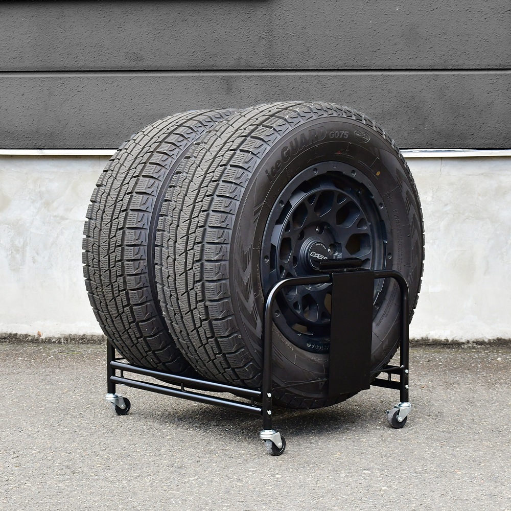 SUV用タイヤラック 大型タイプ【横置き2個組・カバー＆スロープ付き】