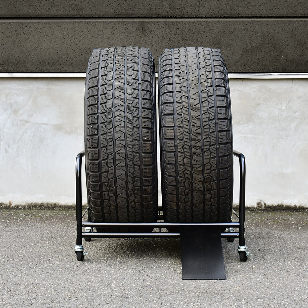 SUV用タイヤラック 大型タイプ【横置き2個組・カバー＆スロープ付き】