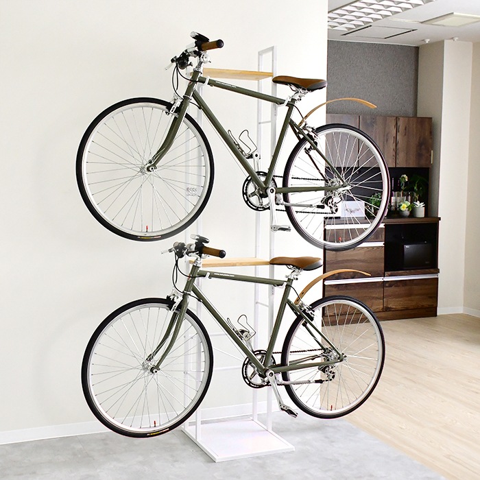 室内専用 自転車ラック【２台用・木棚２枚付き】