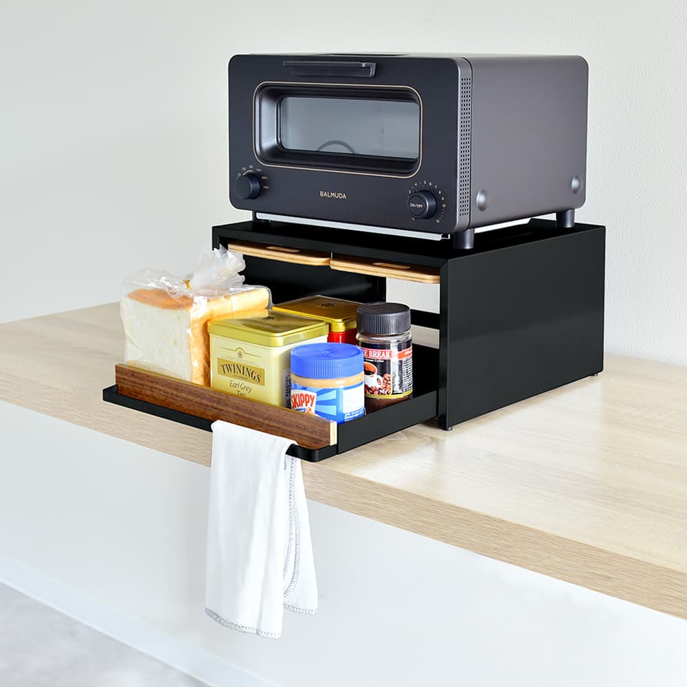 bokula トースターラック black×ウォルナット Ver.【幅36×奥行32.5cm