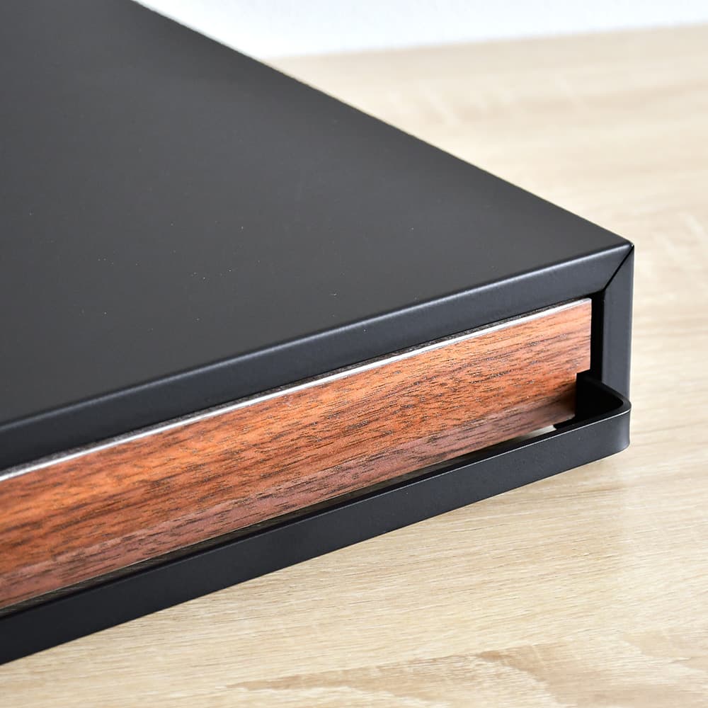 bokula 家電下スライドテーブル black×ウォルナット Ver.【幅45×奥行36.5cm／オーブンレンジラック対応】