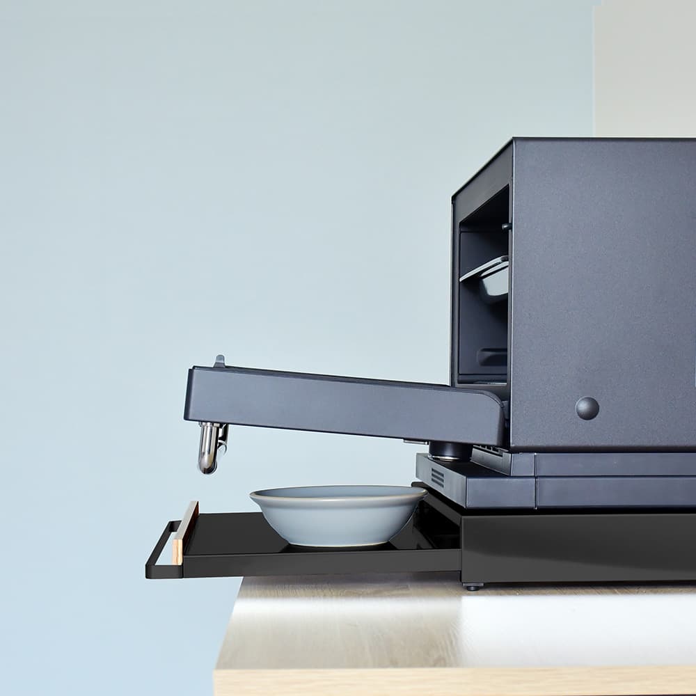 bokula 家電下スライドテーブル black×ウォルナット Ver.【幅45×奥行36.5cm／オーブンレンジラック対応】