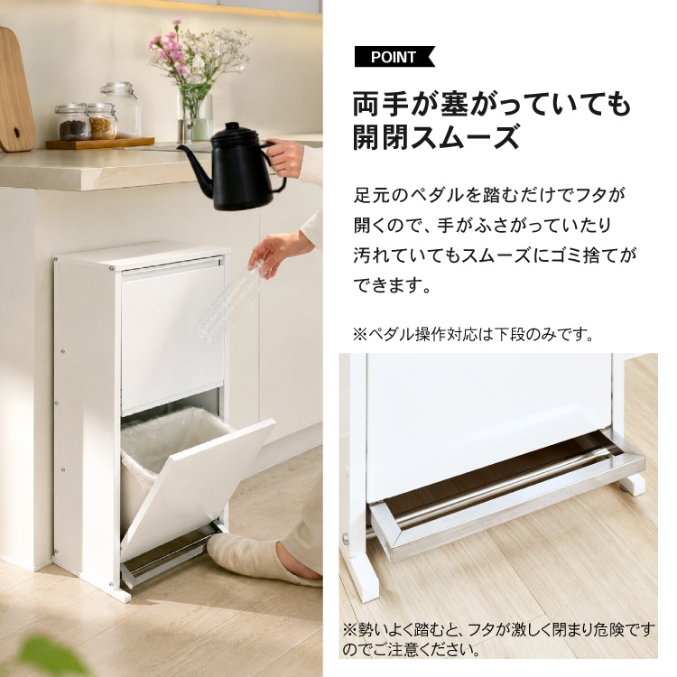 薄型フラップ扉 ダストボックス【下段ペダル式／2分別・容量9L×2】