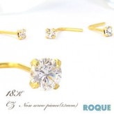 鼻ピアス 20G ボディピアス 18金(コーティング) 18K CZ立て爪トップ スクリュー(TOP1.5mm)[鼻 ピアス 鼻ピ][ボディーピアス](1個売り)◆オマケ革命◆