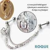 ボディピアス 16G クラウンジュエルストレートバーベル2連チェーン[ボディーピアス](1個売り)◆オマケ革命◆|型から探す|軟骨・耳用ピアス