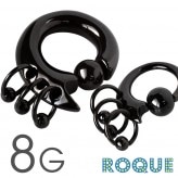 ボディピアス 8G 3連リングトライバルデザイン キャプティブビーズリング(ブラック)(1個売り)◆オマケ革命◆