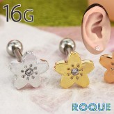 ボディピアス 16G 桜モチーフ ストレートバーベル(1個売り)◆オマケ革命◆