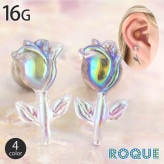ボディピアス 16G オーロラローズ ストレートバーベル(1個売り)◆オマケ革命◆