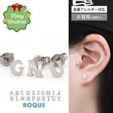 (片耳用)金属アレルギー対応 ピアス イニシャル スタッドピアス アルファベット ALLサージカルステンレス(1個売り)◆オマケ革命◆