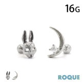 ボディピアス 16G ラビットマスク＆クレセントジュエル ストレートバーベル(1個売り)◆オマケ革命◆