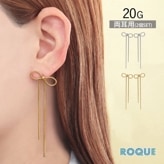 (2個SET)ピアス ステンレス ロングチェーン リボン スタッドピアス ファッションピアス◆オマケ革命◆