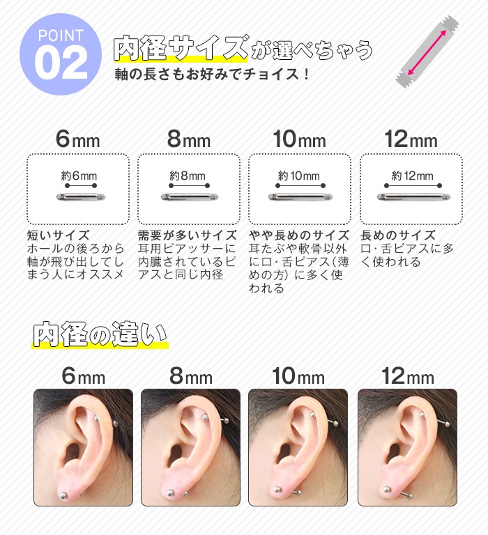 カスタマイズシャフト 軟骨ピアス ボディピアス 選べる3サイズ 18g 16g 14g 軸 軟骨ピアス ボディーピアス 1個売り オマケ革命 ボディピアス専門店roque ロキ ボディピアス 軟骨ピアス 通販