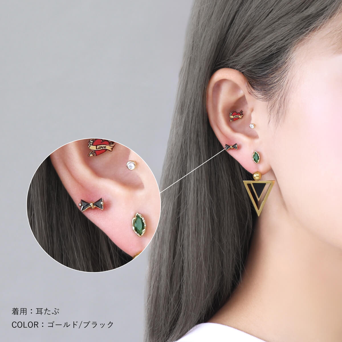 ボディピアス 16G ミニ ジュエル リボン ストレートバーベル(1個売り