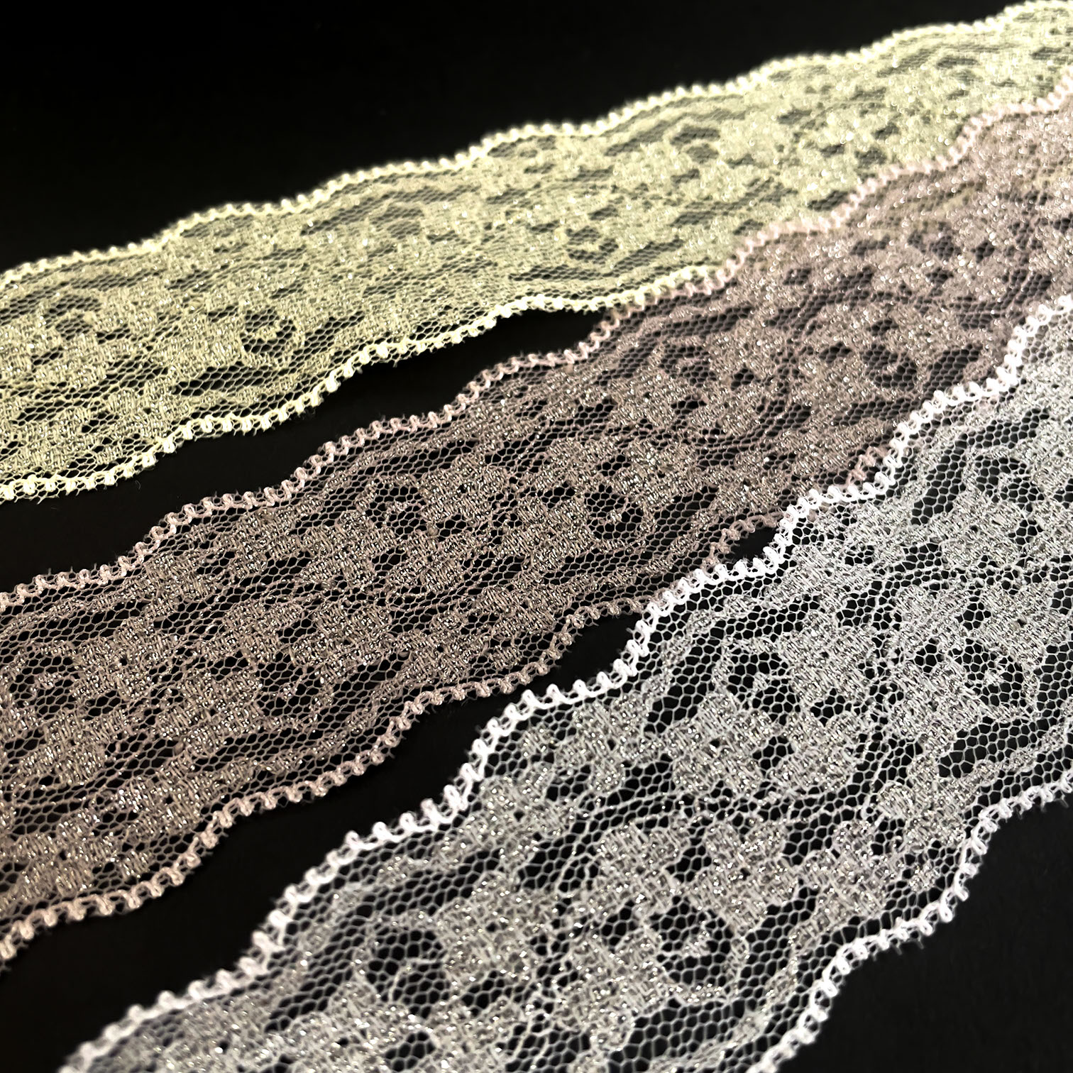 サンプルカット】［No.9212］ラメ ラッセル レース （リジット