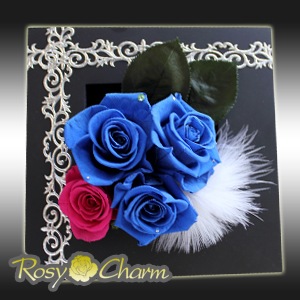 クールローズ 青いバラ｜プリザーブドフラワー ギフト｜木製フレーム