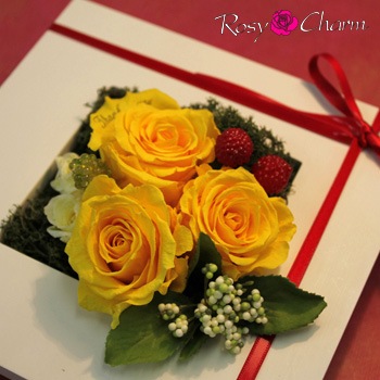 黄色いバラのプリザーブドフラワーギフト｜フレッシュローズ｜薔薇