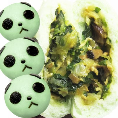 中華まん】中華街の野菜パンダまん3個セット ｜野菜,3個,三個,ぱんだ
