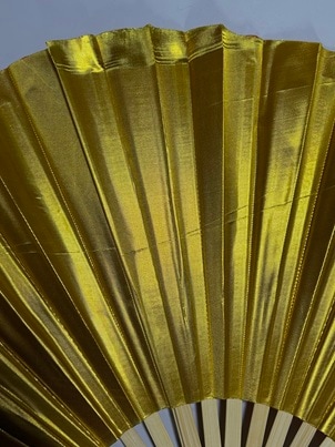 B級品】竹骨 功夫扇子 金 39cm（裏赤） ｜ゴールドカンフー扇子,センス
