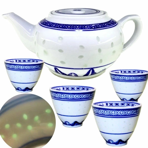 景徳鎮製大量まとめ　青花茶器セット ポット2点 湯呑19客 中国茶器 煎茶道具 景徳鎮 ・青ホタル ポット・急須（10件鷲口）＆湯呑み×4個（二江中
