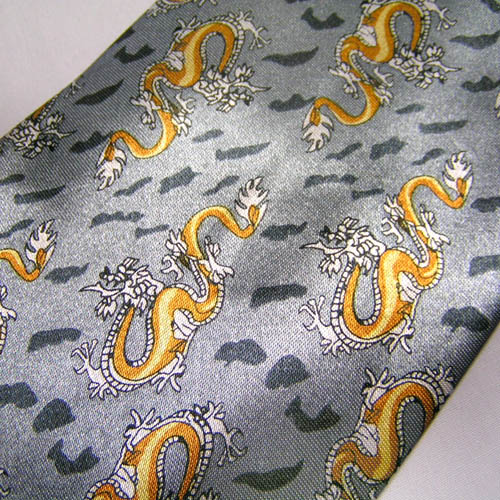 中国土産 ネクタイ 黄龍柄(ネコポス便可)｜ドラゴン,辰,竜,激安,爆安