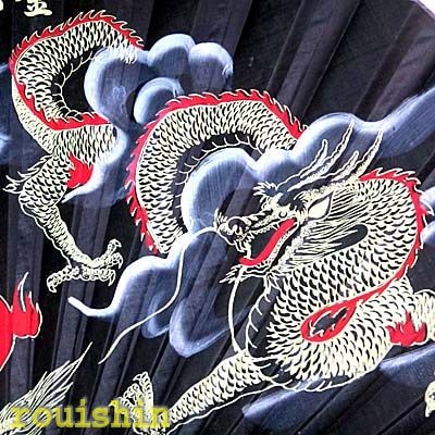 絵画壁掛け飾り扇　 中国 B級品 巨大中華掛け扇子（雲龍） 【送料無料】（沖縄1,000円