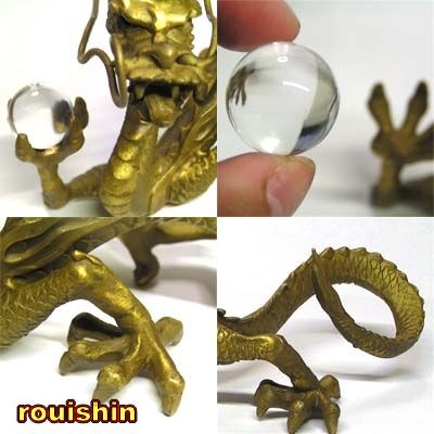 水晶付き （銅製)金龍置物21.5cm （9408）【送料無料】｜開運