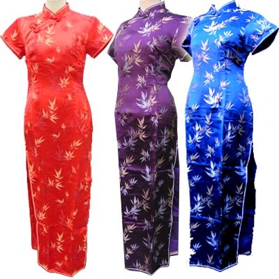 半袖ロング 笹柄 （送料無料) 7号，9号，11号，13号｜中華服,夏,服,中華,｜フォーマル,チャイナ,ドレス,唐装,短袖,衣装,中国,中華街,ファッション,オシャレ,プレゼント 半袖ロング 笹柄 【送料無料】 7号，9号，11号，13号｜中華服,夏,服