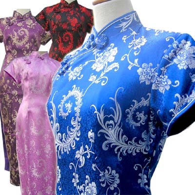 半袖ロング 羽柄 【送料無料】7号，9号，11号，13号｜中華服,夏,服