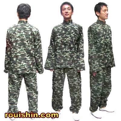 迷彩功夫 上下セット 厚手カンフースーツ・アーミーウェア 【送料無料