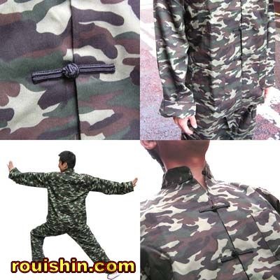 迷彩功夫 上下セット 厚手カンフースーツ・アーミーウェア 【送料無料
