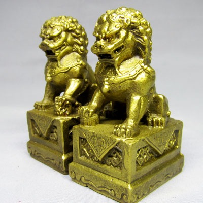 獅子の像のペア インテリア置物 2個 銅製 品 双獅子 ペア 置物 一対セット,小（0042）｜中国,中華街,レトロ