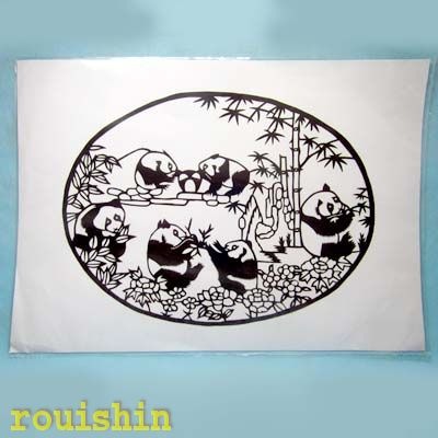 中国 切り絵 風景画 動物保護区 パンダ アニマル 剪紙 アートクラフト3枚 中国 切り絵 風景画 動物保護区 パンダ アニマル 剪紙 アート