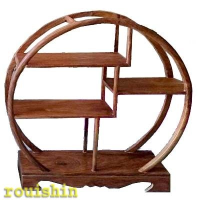 さんちゃん様御専用　永華紅木　中国家具　棚　シェルフ　チャイナアンティーク 雑木 珍品棚 円形 大 51cm(木製シェルフ・ミニダナ） 【送料無料