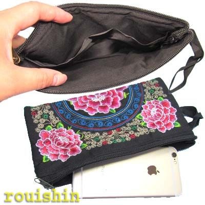 少数民族 モン族 工芸品 山岳民族 刺繍 平 スマホポーチ