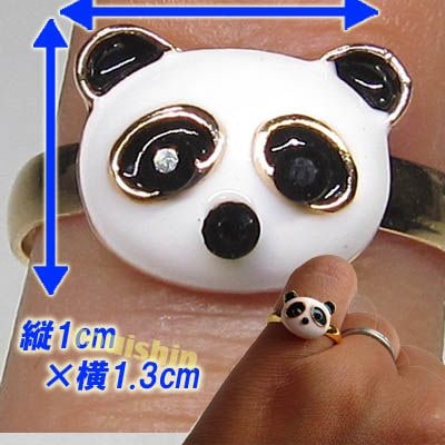 ぱんだ ぱんだ アクセサリー エナメル パンダ フェイス ミニ リング｜ぱんだ