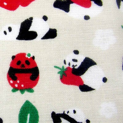 タオルHTイチゴと パンダ （ネコポス便可）｜ハンカチ，いちご,苺