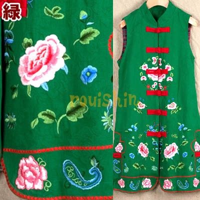 豪華な民族風 ミディ丈花刺繍ワンピース 緑 送料無料 沖縄1000円 フォーマル チャイナ 服 中華 ドレス 唐装 あったか 冬物衣装 中国 中華街 ファッション オシャレ プレゼント チャイナファッション 衣料 女性用 風水 太極拳 中国雑貨 中国衣料 パンダ