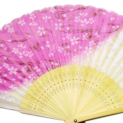 携帯用高級シルク扇子 白桜桃 ネコポス便なら【送料無料