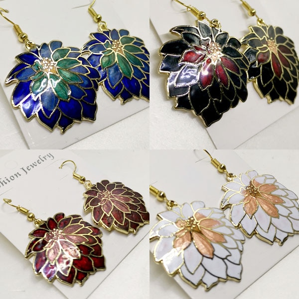 七宝焼きフックピアスダリア ネコポス便なら【送料無料】｜景泰藍